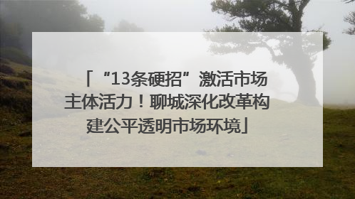 “13条硬招”激活市场主体活力！聊城深化改革构建公平透明市场环境