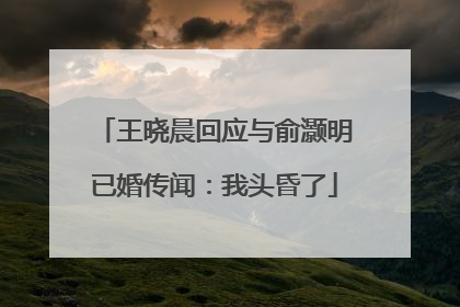 王晓晨回应与俞灏明已婚传闻：我头昏了