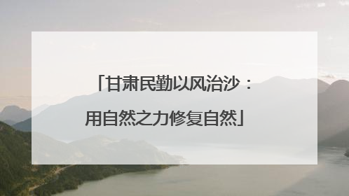 甘肃民勤以风治沙：用自然之力修复自然