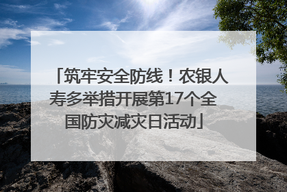 筑牢安全防线！农银人寿多举措开展第17个全国防灾减灾日活动