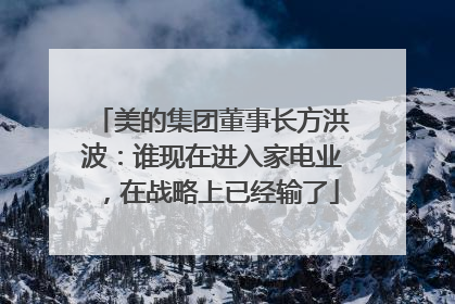 美的集团董事长方洪波：谁现在进入家电业，在战略上已经输了