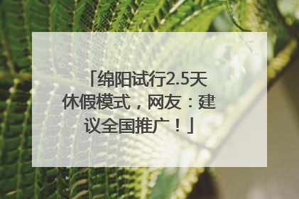 绵阳试行2.5天休假模式，网友：建议全国推广！