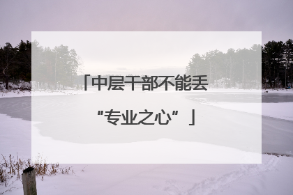 中层干部不能丢“专业之心”