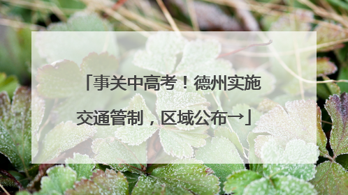 事关中高考！德州实施交通管制，区域公布→
