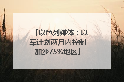 以色列媒体：以军计划两月内控制加沙75%地区