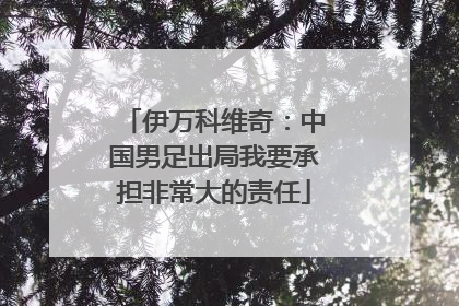 伊万科维奇：中国男足出局我要承担非常大的责任