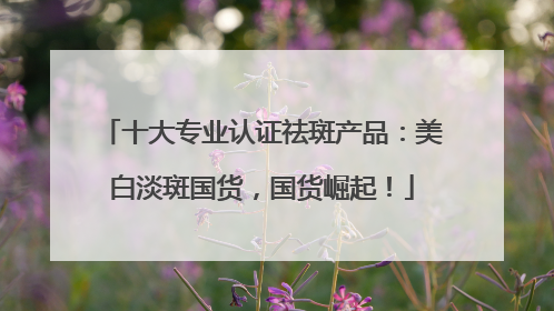 十大专业认证祛斑产品：美白淡斑国货，国货崛起！