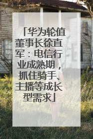 华为轮值董事长徐直军：电信行业成熟期，抓住骑手、主播等成长型需求