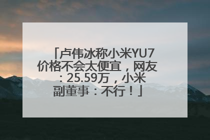 卢伟冰称小米YU7价格不会太便宜，网友：25.59万，小米副董事：不行！