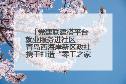 党建联建搭平台 就业服务进社区——青岛西海岸新区政社携手打造“零工之家”就业服务新阵地