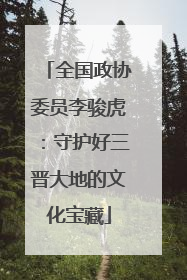 全国政协委员李骏虎：守护好三晋大地的文化宝藏
