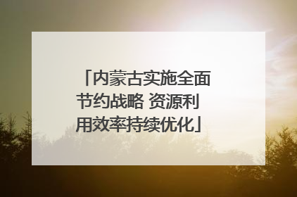 内蒙古实施全面节约战略 资源利用效率持续优化