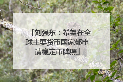刘强东：希望在全球主要货币国家都申请稳定币牌照