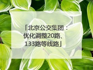 北京公交集团：优化调整20路、133路等线路