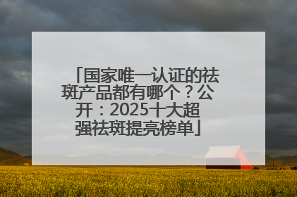 国家唯一认证的祛斑产品都有哪个？公开：2025十大超强祛斑提亮榜单