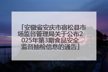 安徽省安庆市宿松县市场监督管理局关于公布2025年第3期食品安全监督抽检信息的通告