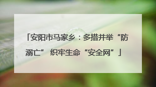安阳市马家乡：多措并举“防溺亡” 织牢生命“安全网”