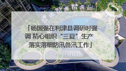 杨国强在利津县调研时强调 精心组织“三夏”生产 落实落细防汛备汛工作
