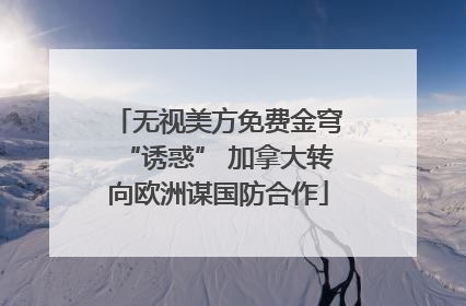 无视美方免费金穹“诱惑” 加拿大转向欧洲谋国防合作