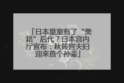 日本皇室有了“美籍”后代？日本宫内厅宣布：秋筱宫夫妇迎来首个孙辈