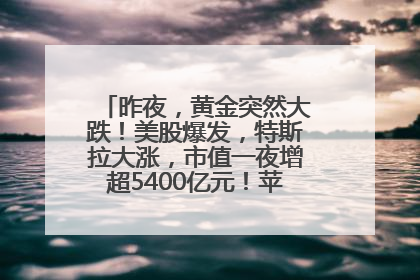 昨夜，黄金突然大跌！美股爆发，特斯拉大涨，市值一夜增超5400亿元！苹果传来大消息