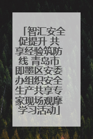 智汇安全促提升 共享经验筑防线 青岛市即墨区安委办组织安全生产共享专家现场观摩学习活动