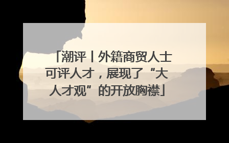 潮评丨外籍商贸人士可评人才，展现了“大人才观”的开放胸襟