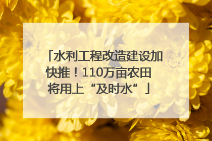 水利工程改造建设加快推！110万亩农田将用上“及时水”
