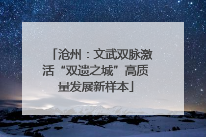 沧州：文武双脉激活“双遗之城”高质量发展新样本