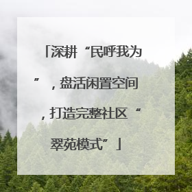 深耕“民呼我为”，盘活闲置空间，打造完整社区“翠苑模式”