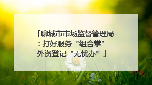 聊城市市场监督管理局：打好服务“组合拳” 外资登记“无忧办”