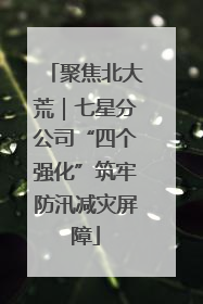 聚焦北大荒｜七星分公司“四个强化”筑牢防汛减灾屏障