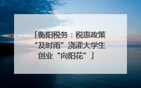 衡阳税务：税惠政策“及时雨”浇灌大学生创业“向阳花”