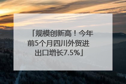 规模创新高！今年前5个月四川外贸进出口增长7.5%