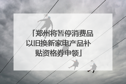 郑州将暂停消费品以旧换新家电产品补贴资格券申领