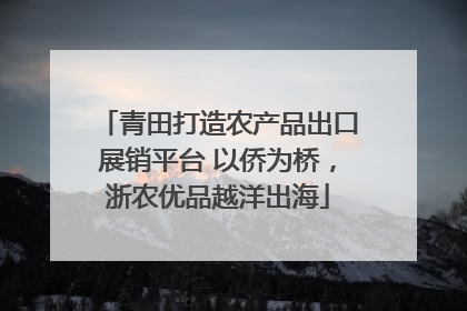 青田打造农产品出口展销平台 以侨为桥，浙农优品越洋出海