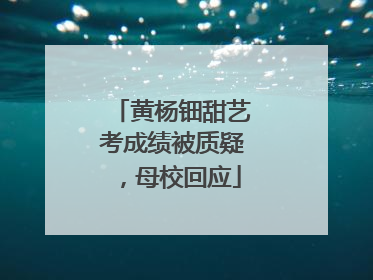 黄杨钿甜艺考成绩被质疑，母校回应