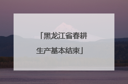 黑龙江省春耕生产基本结束