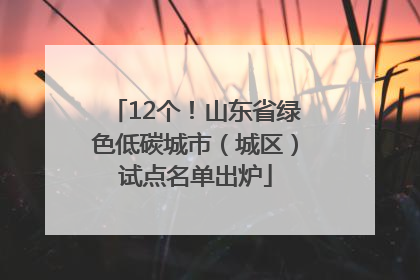 12个！山东省绿色低碳城市（城区）试点名单出炉