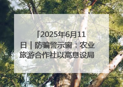 2025年6月11日｜防骗警示窗：农业旅游合作社以高息设局，集资380万
